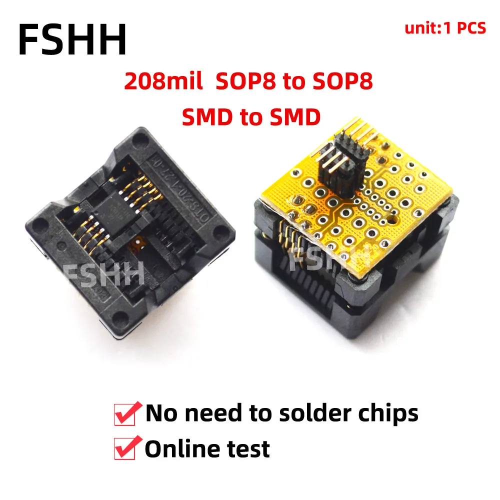 Imagem -02 - Soquete de Teste Sop para Sop8 Adaptador Sop8 para Sop8 Teste Online de Solda 127 mm a 127 mm 150mil 208mil