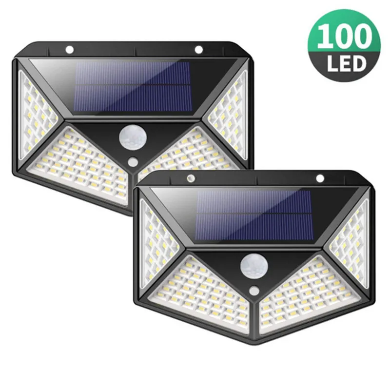 

100 LED solar outdoor solar energy 3 modes of human body induction, solar lamp IP65 waterproof garden lighting.