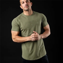 Plain T Shirt Men New Fashion Tee Shirts Summer Cotton Short Sleeve Tshirt Fitness Mens Gym Clothing Casual Sports T Shirts