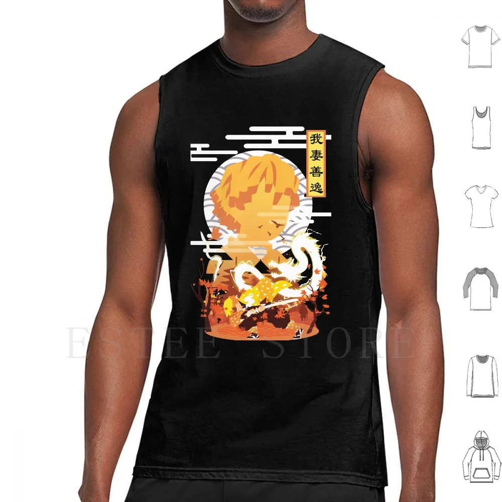 Minimalist Tank Tops Vest Thunder Breathing Sparrow Anime Minimalist Agastsuma Kimetsu No Yaiba Agatsuma Minimalist