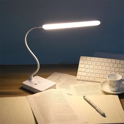 Lámpara LED de noche para lectura, luz de mesa regulable táctil, Flexible, recargable por USB, 3 colores, para oficina, sala de estudio