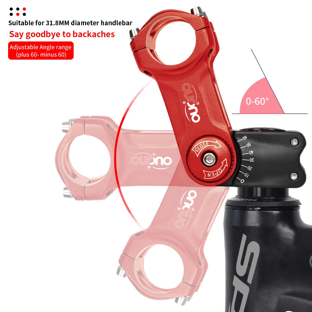 OUO قابل للتعديل دراجة الجذعية دراجة جبلية المقود موسع الدراجة الجبلية الجدول 0-60 درجة الوجبات الجاهزة 31.8 مللي متر الطريق الطاقة للدراجات #4