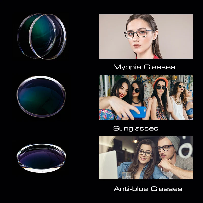 SHAUNA 1.56 Prescription CR-39 Resin Discoloration Glasses Lenses Myopia Hyperopia Presbyopia Optical Lens Light-Sensitive