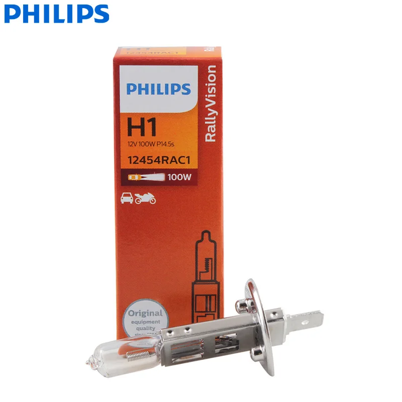 1X Philips RallyVision H1 12V 100W P14.5s Off Road Super Bright Light Car Halogen Original Genuine Headlight Auto Bulb 12454RAC1 - Image 3