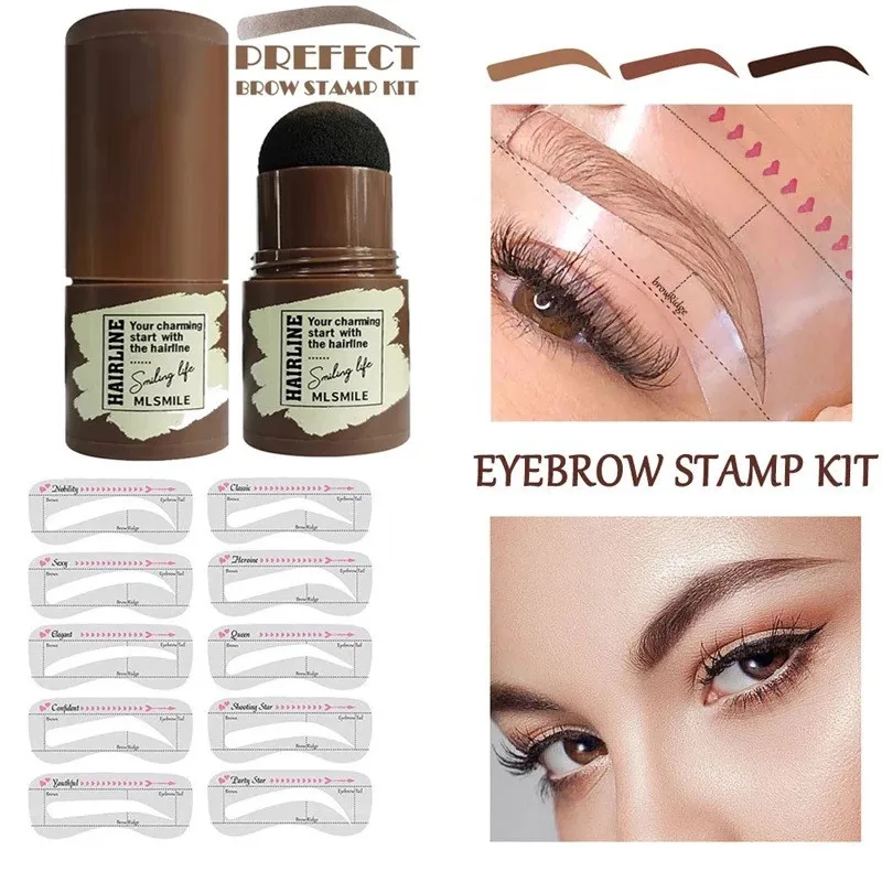 Nieuwe Wenkbrauw Stempel Vormgeven Kit Waterdichte Natrual Brow Powder Eye Wenkbrauw Stok Haar Lijn Make-Up Voor Vrouwen Cosmetica