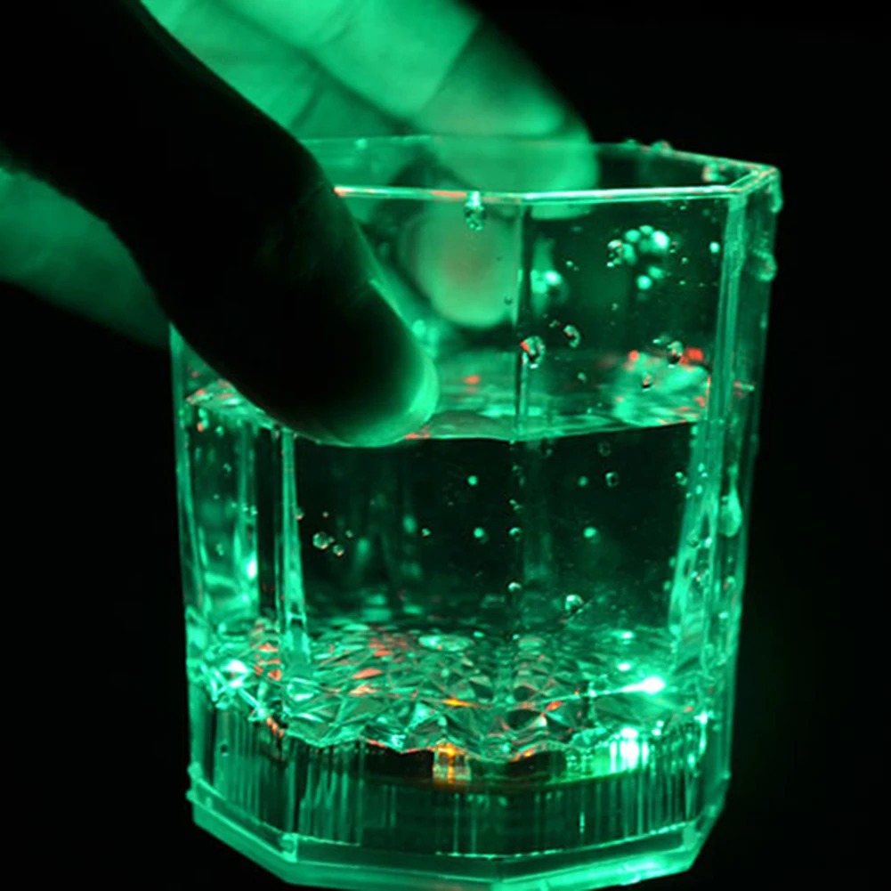 LED Wine Glass Cup Water bottle Sensitive Discoloration Cup Illuminated Octagon Cup Romantic Atmospheres Flash Cups