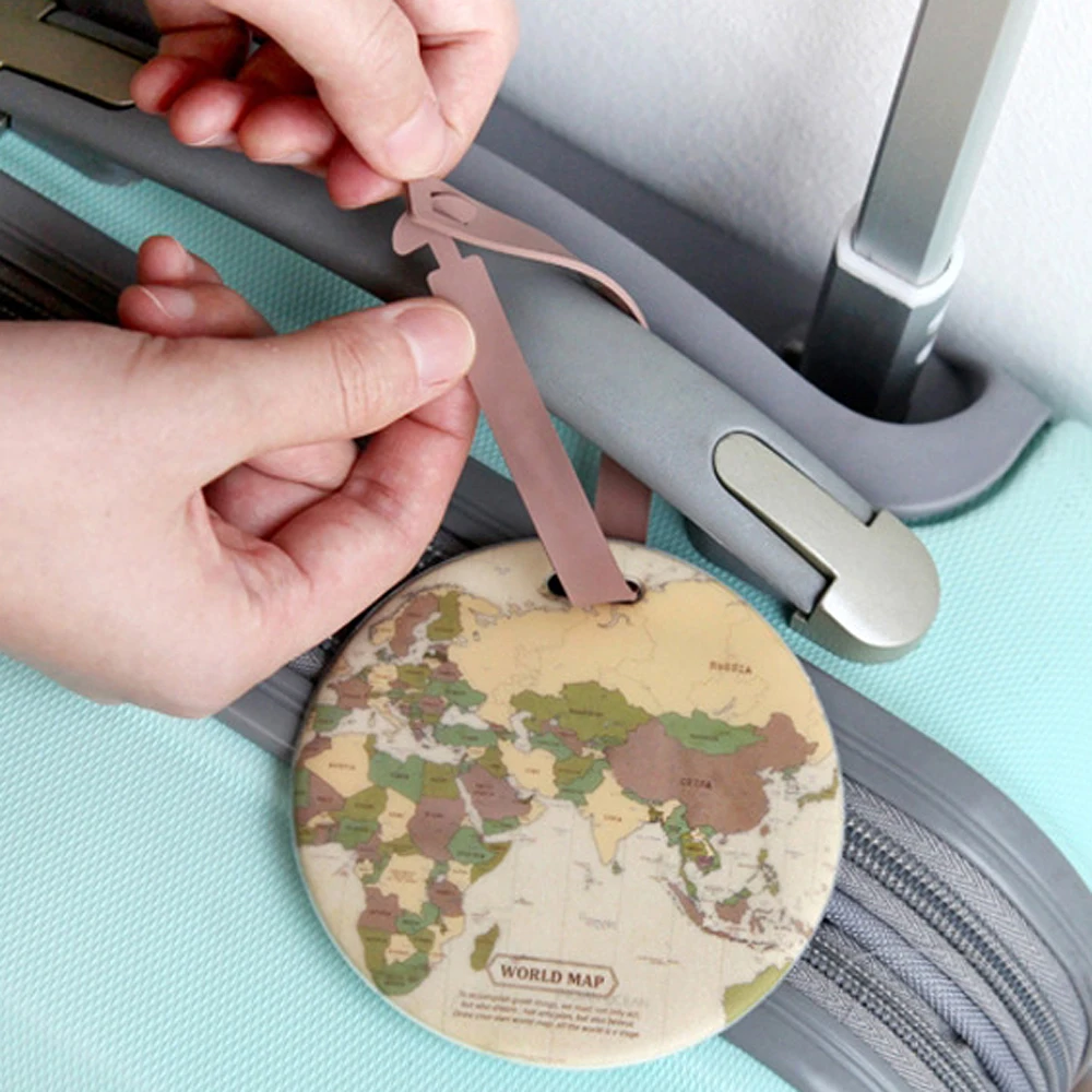 Fashion World Map Luggage Tag Women Travel Accessories Silica Gel Suitcase ID Address Holder Baggage Boarding Tag Portable Label