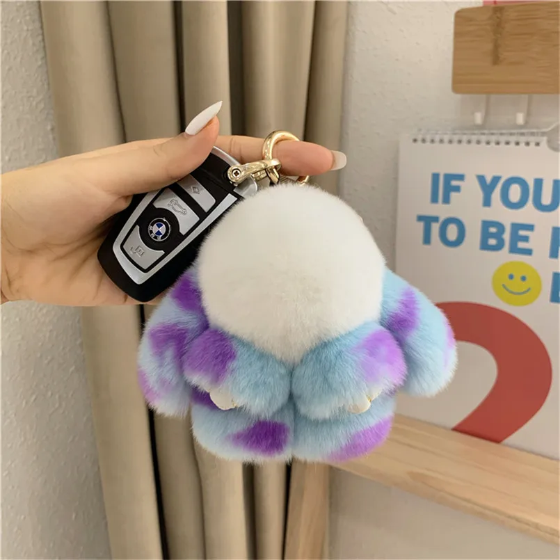 Genuine Rex Rabbit Fur Mini Keychains Girl Real Bunny Keyring Bags New Pendant Accessories for Phone Charm Dropshipping