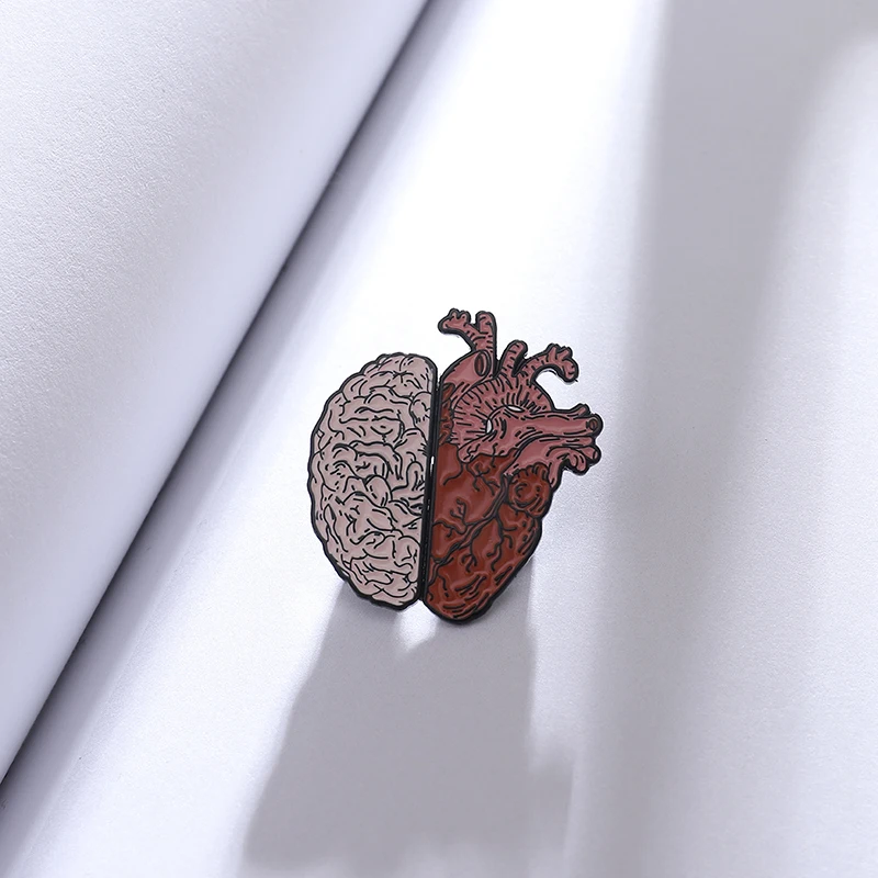 Heart and Brain Enamel Pins Badges Human Heart Lapel Pin Brain Brooch Anatomy Art Jewelry Medical Anatomical Gifts for Friends