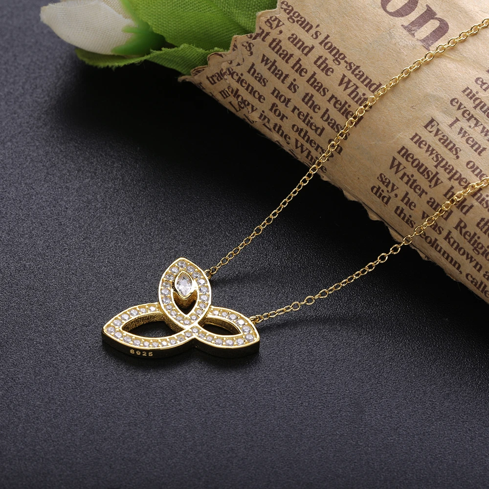 SHADOWHUNTERS Argent 925 Sterling Silver Three Leaves Pendant CZ Necklaces 925 Silver Women Party Fashion Jewelry Women Gift