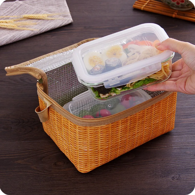 Waterproof insulated lunch bag lunch insulated tote bag travel picnic ladies lunch box lunch box bag natural countryside