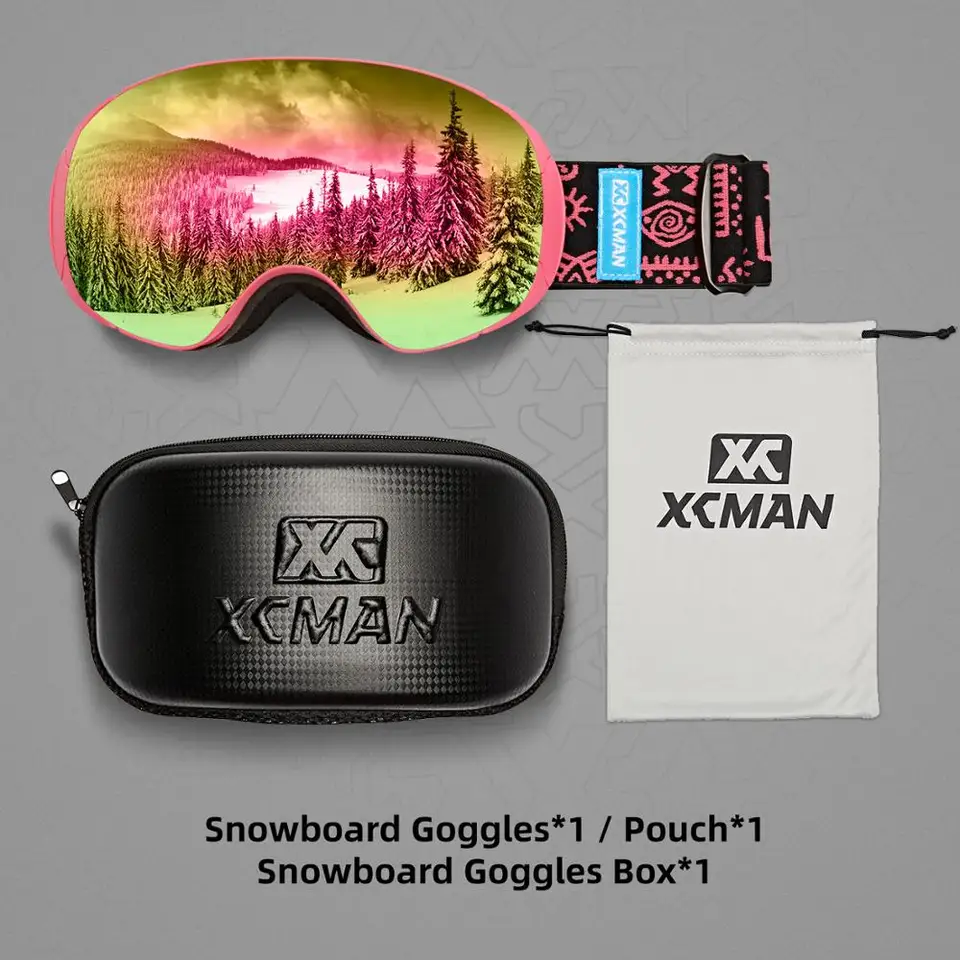 Xcman otgスキースノーボード雪ゴーグル磁石デュアル層レンズ防曇uv
