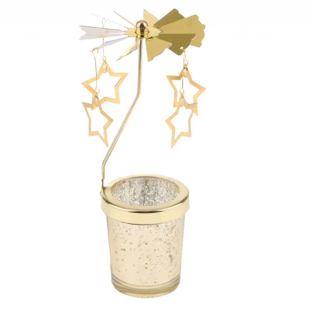 Auto Spining Tea Light Candle Holder Windmill Candlestick for Wedding Christmas Party Festival Decoration Home Bar Ornament