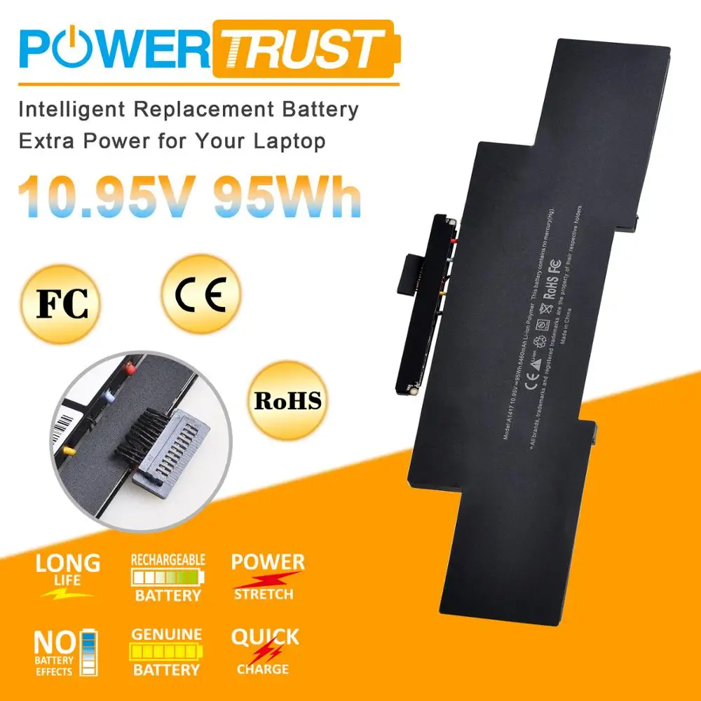 

Аккумулятор PowerTrust для ноутбука Apple A1417 A1398 (версия 2012 Ранняя-версия 2013) для MacBook Retina Pro 15 дюймов подходит для ME665LL/A ME664LL/A