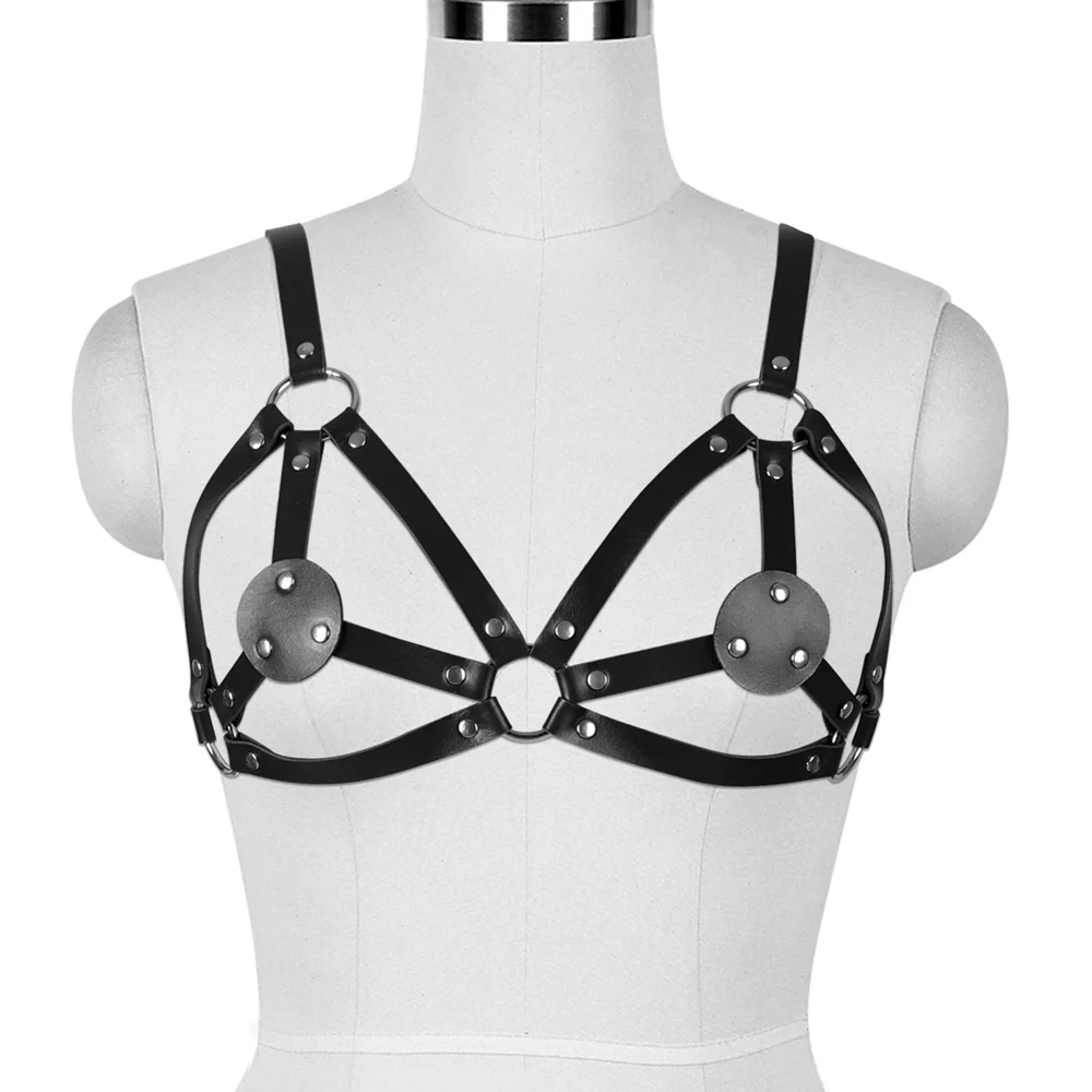 

Women Bondage Body Harness Sexy Lingerie Gothic Style Crop Tops Leather Cage Bra BDSM Collar Belt Slave Breasts Sex Toys