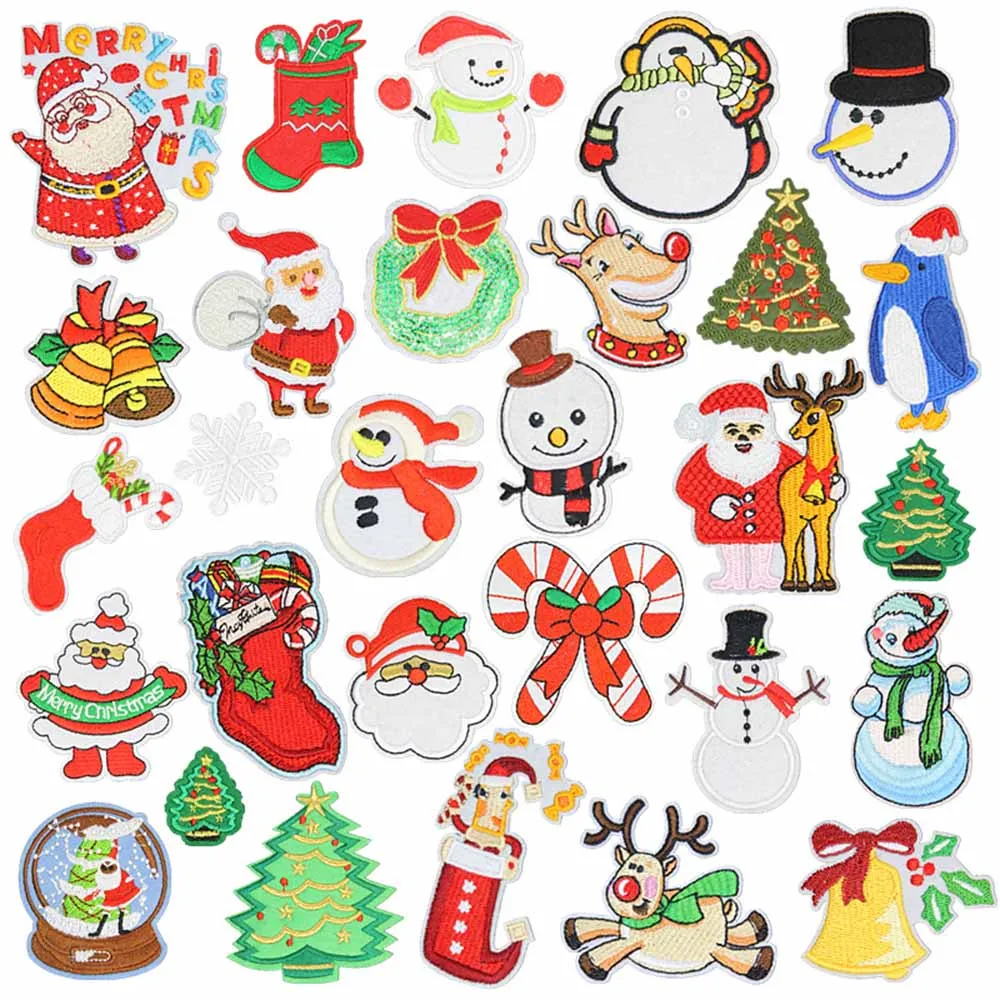 Sew Iron On Transfers Christmas Xmas Snowma Stock Patch For Clothes Clothing Stickers Applique Embroidered Sewing Badges Patches