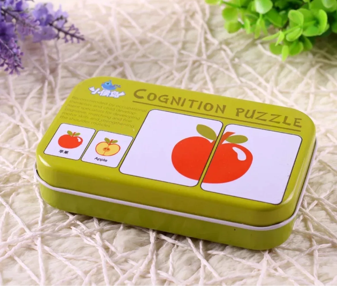 Kids Montessori Baby Early Educational Puzzles Toy Matching Game Cognitive Card Car Fruit Animal Life Puzzle Children Toys