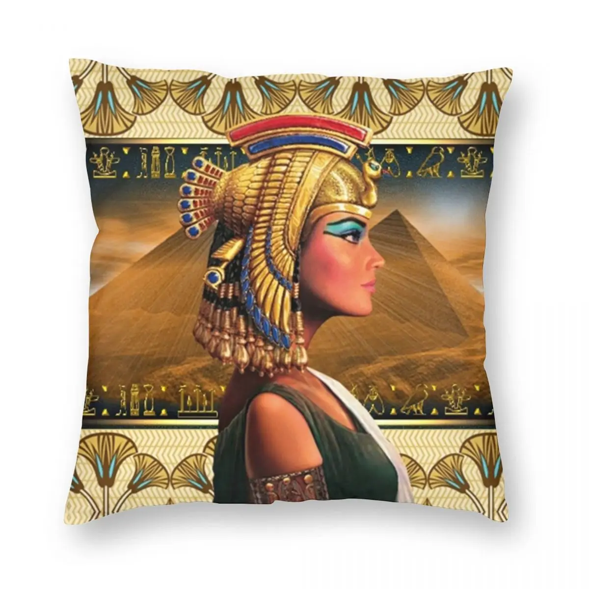 Queen Cleopatra Square Pillowcase Polyester Linen Velvet Creative Zip Decorative Car Cushion Cover Wholesale 45x45