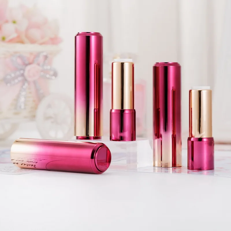 50pcs round Glitter Lipstick Tubes press spring lip blam tubes high grade gold lipstick tube packing material 5 colors wholesale