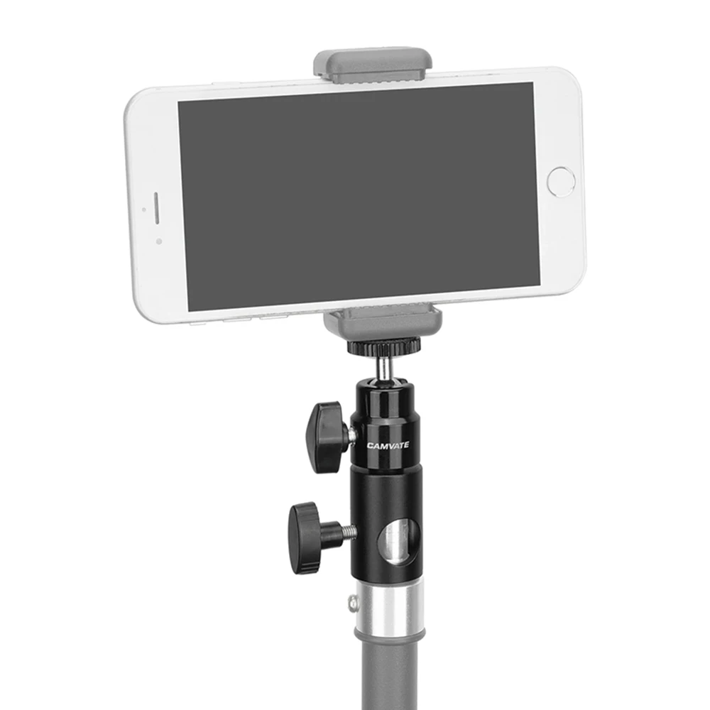 Clip per Smartphone regolabile CAMVATE 16mm adattatore testa supporto luce 1/4 "-20 supporto supporto testa a sfera per Smartphone (58 - 85mm)