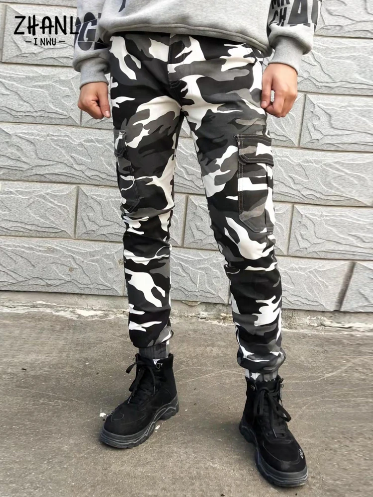 Fashion Men Jeans Slim Fit Camouflage Pants Business Casual Pants Streetwear Cargo Army Long Trousers Camo Joggers Sweatpants