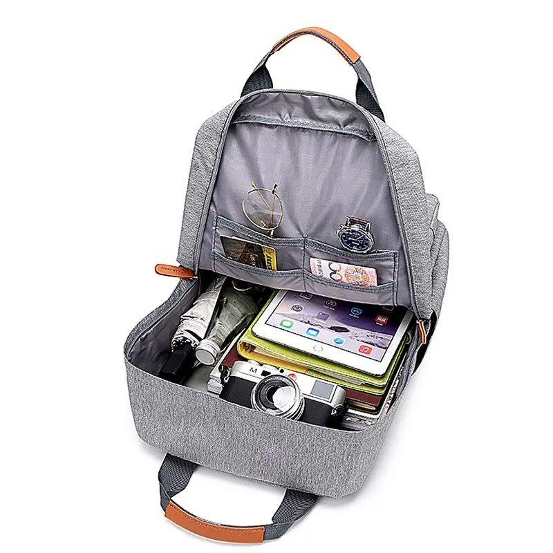 Men Casual Computer Backpack Light 15.6 Inch Laptop Lady Anti-Theft Travel Backpack Gray Student School Bag