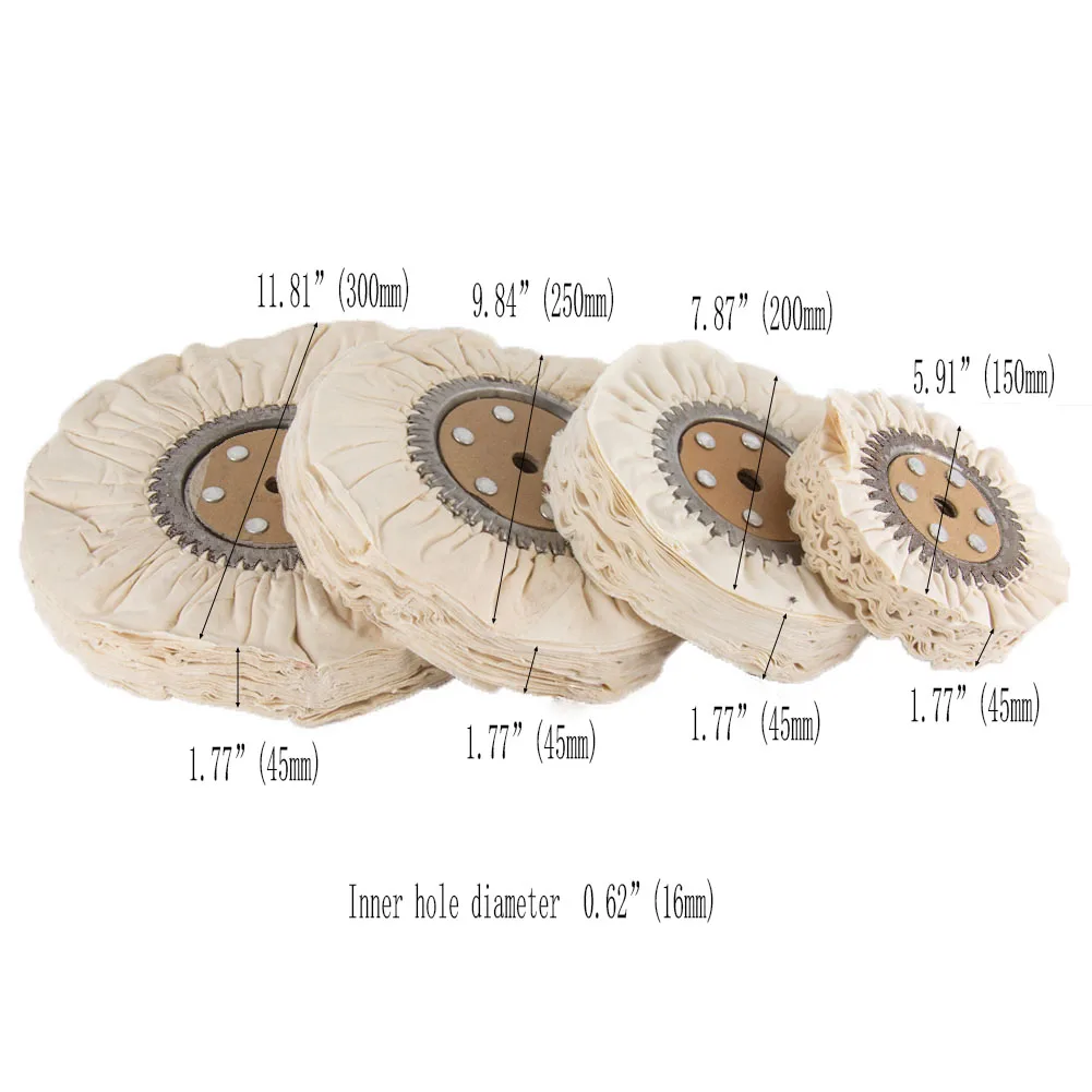 1 Stück 6"/8"/10" /12" Baumwolle Airway Polierscheibe Tuch Open Bias Polierscheibe Weiß – Detail 1