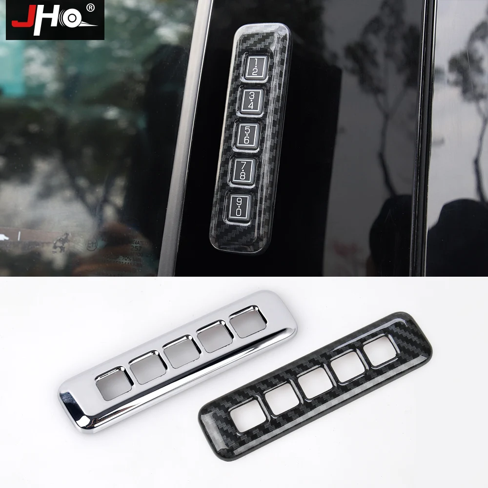 JHO ABS Chrome Carbon Fiber Grain Door Lock Password Panel Cover Trim For Ford F150 Raptor 2017 2018 2019 XLT Limited Platinum