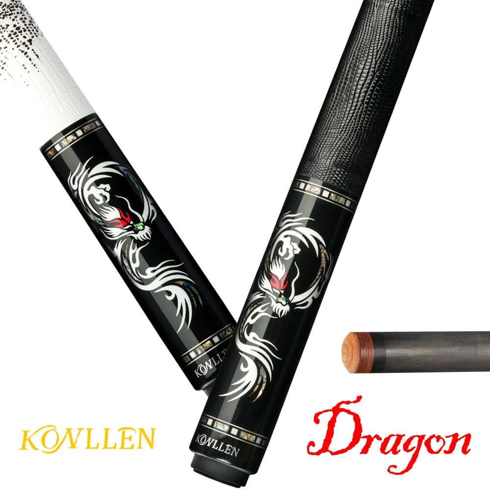 KONLLEN Carbon Fiber Pool Cue Stick with 12.5mm tip Real Inlay Leather Grip Kit with Extension for professional billiard cue