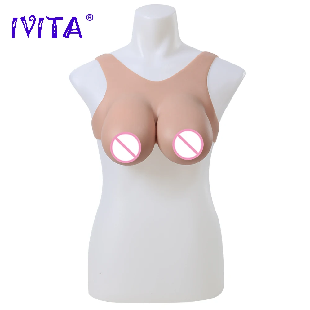 

IVITA 100% Artificial Silicone Breast Forms Realistic Fake Boobs Enhancer D Cup for Crossdressing Drag Queen Shemale Transgender