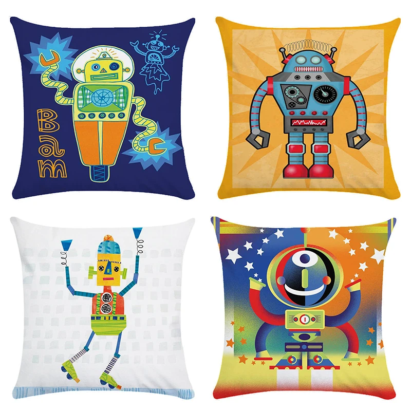 

Fashion cartoon alien pattern cushion cover 45x45cm Super soft pillowcase for living room decoration Peach skin pillow case