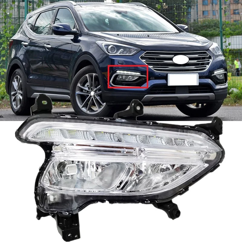 Roavia Front Bumper Fog Light For Hyundai IX45 Santa Fe 2017-2018 Tail Lamp Reflector Light Stop Brake Lamp Frame Shell Cover