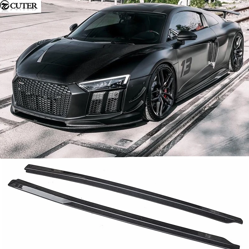 

R8 V10 Plus Carbon Fiber Car Side Skirts For Audi R8 Car Body Kit Moulding Trims 15-19