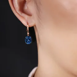Solid 925 Silver Gorgeous AAA Genuine sapphire Water Drop Charm Women Drop Earring Wedding Band Jewelry High Quality Earrings