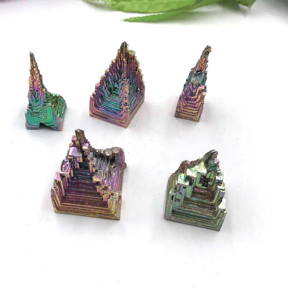 1PC Rainbow Quartz Pyramid Bismuth Ore Crystals Reiki Healing Stone Home Room Decoration Raw Titanium Mineral Cluster Specimen