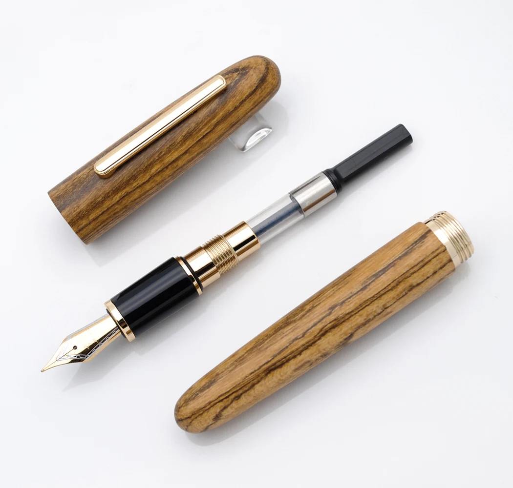 Jinhao Handmade Natural Wood Fountain Pen  0.5mm Nib With A Ink Converter