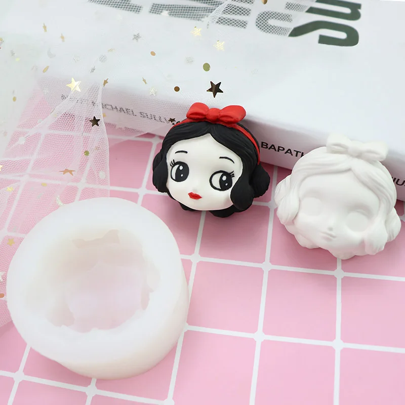 Cute Princess Doll Head Face Silicone Mold Fondant Cake Decoration Mould Sugarcraft Chocolate Baking Tool For Cake Gumpaste Form