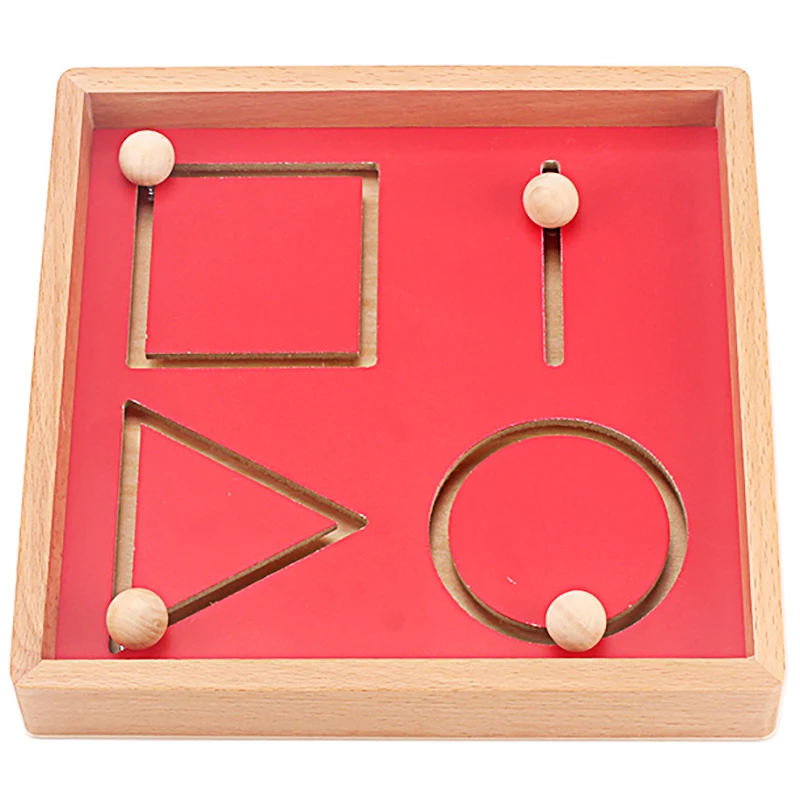 Montessori Handwriting Aids Trace Geometry Line Shapes Educational Training Wooden Toys for Children Writing Practice Preschool