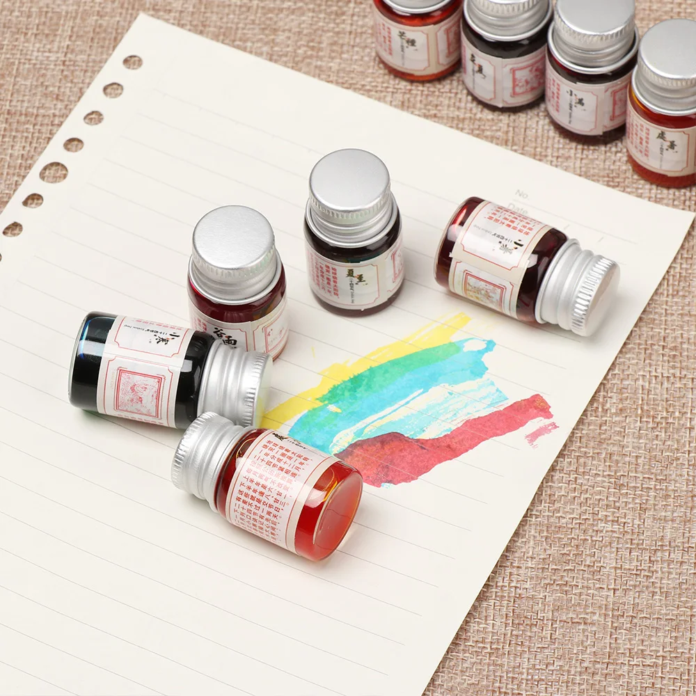 5ml 24 Colored Ink Signature Pen Ink Calligraphy Writing Painting Fountain Pen Ink with Glitter Powder Wholesale High Quality