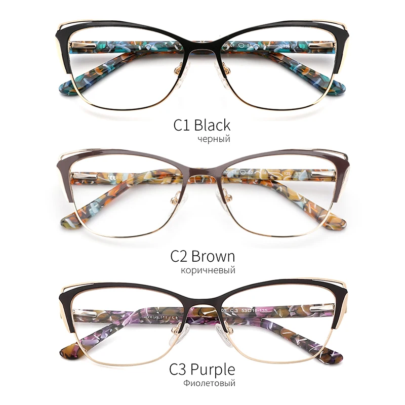 Metal Women Fashion Cat Eye Frame Optical Glasses Frames Retro Eyeglasses Transparent Computer Glasses For Women