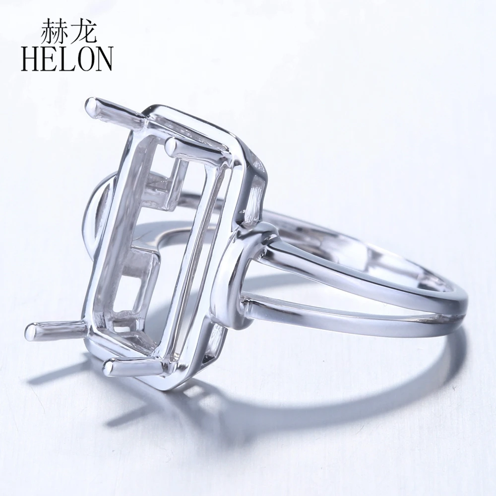 HELON 13x10mm Cushion Cut Sterling Silver 925 Solitaire Women Trendy Fine Jewelry Engagement Wedding Semi Mount Ring Setting