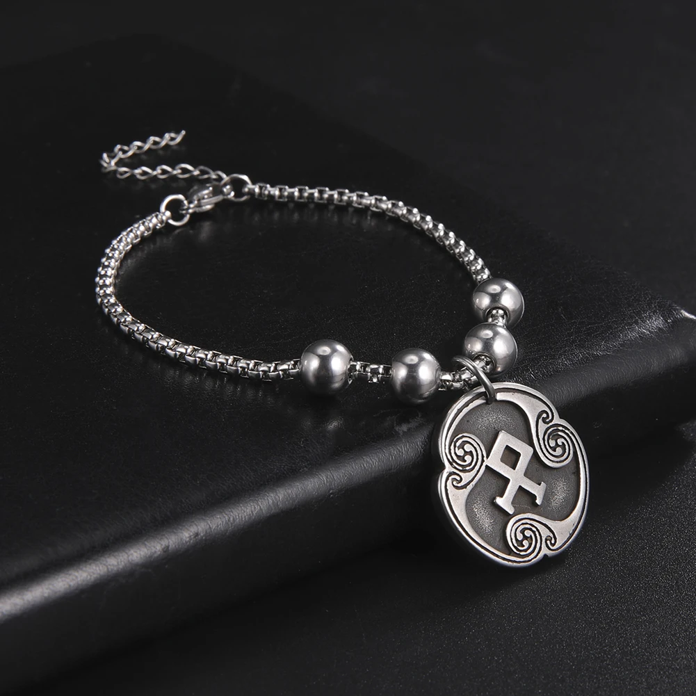 LIKGREAT Vintage 24 Runes Nordic Letter Charms Bracelet Stainless Steel Pendant Bracelets Vintage Jewelry Gift for Men Women