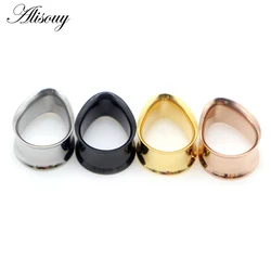 Alisouy 2pcs ear expansion Gauges 8-30mm Water drop Stainless Steel Ear Plug Tunnels Ear Expander Plug Tunnel Body Jewelry