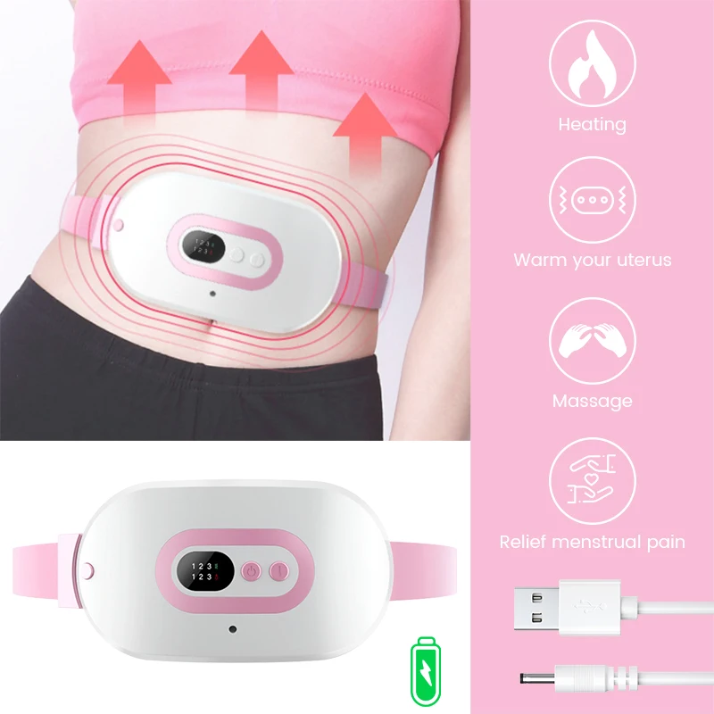 Menstrual Stomachache Waist Pain Massager Dysmenorrhea Health Device Warm Uterus Belt Recovery Acupoints 3D Vibrating Massager