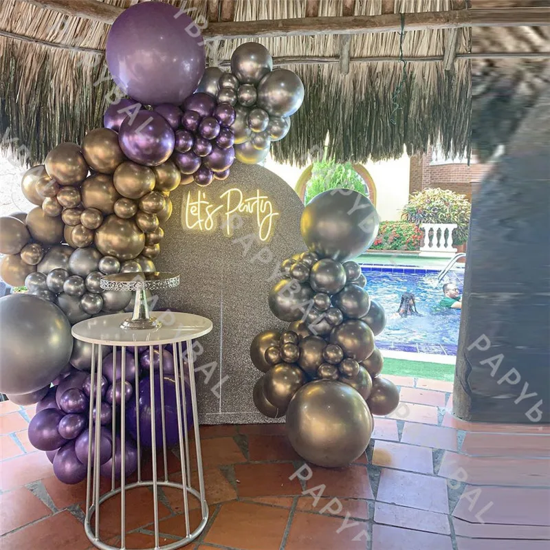 

123Pcs Chrome Purple Gold Balloon Arch Garland Kit Gold Silver Latex Balloons Set Summer Party Decor Wedding Globos Supplies