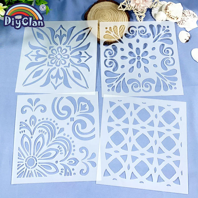 Geometric Painting Cake Stencils Cupcake Decorating Template DIY Hollow Fondant Powdered Sugar Sieve Spray Flower Template