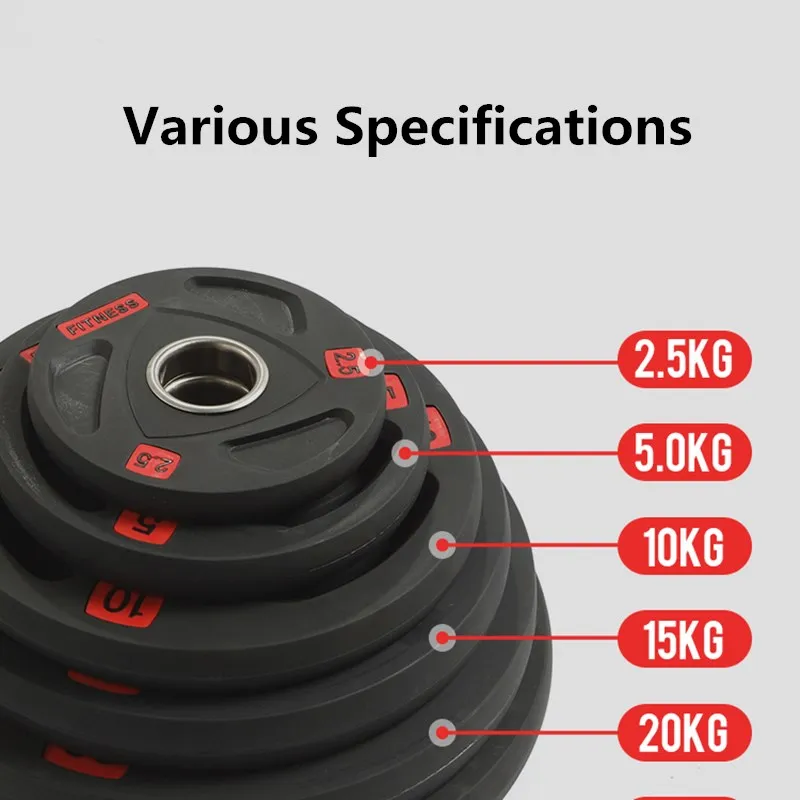 1Pcs 2.5-20kg Gym Fitness Rubber-covered Barbell Disc Plates Apply to 50mm Diameter Pole Lift Training Equipment Weight Exercise