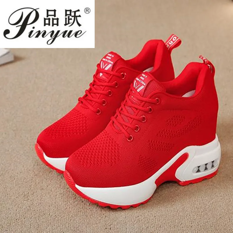 

New Fashion Spring Women Sneakers Breathable Mesh Platform Wedge Heels Shoes 11CM Casual Shoes Woman