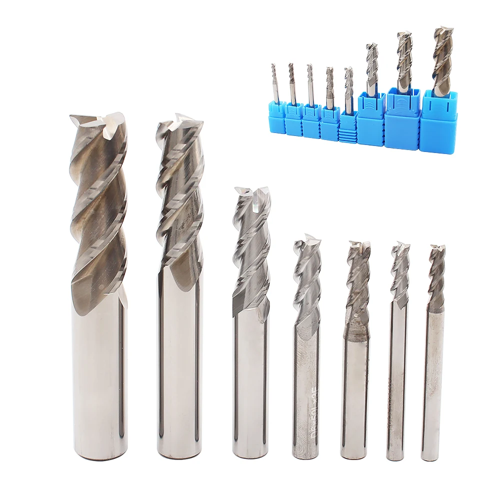 HRC50 3 Flute Cutting Aluminium wood Copper Processing CNC Router Tungsten Steel Sprial Bit Milling Cutter Carbide End Mill