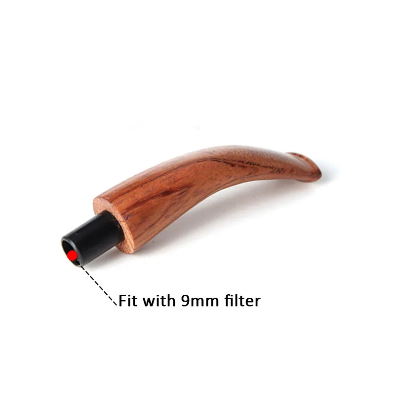 MUXIANG Rosewood Pipe Stem Replacement 9mm Activate Carbon Filter Smoking Pipe Mouthpiece Tobacco Pipe Accessories be0083